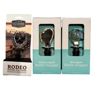 Foster & Rye Rodeo Horseshoe Star Agate Lot 3 Wine Bottle Stopper New In Package
